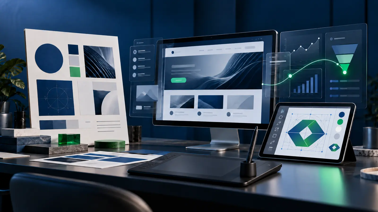 Estrutura integrada de branding, desenvolvimento web, análise de dados e conversão digital